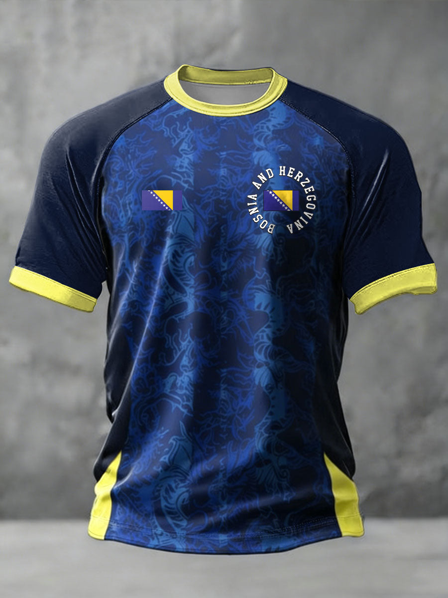 Men's Bosnia ZMAJEVI Football Lover Printed short sleeve t-shirt