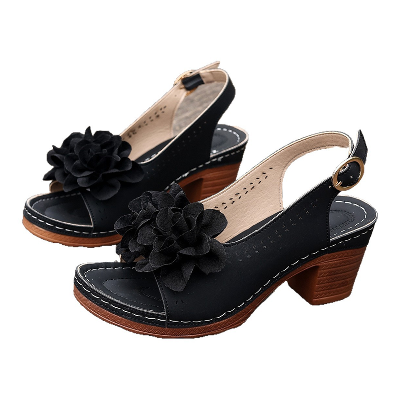 👡 56% OFF NOW! 🌸 Women's 3D Floral Peep-Toe Block Heel Sandals – Comfortable Heel, Adjustable Strap & Elegant Style 👠