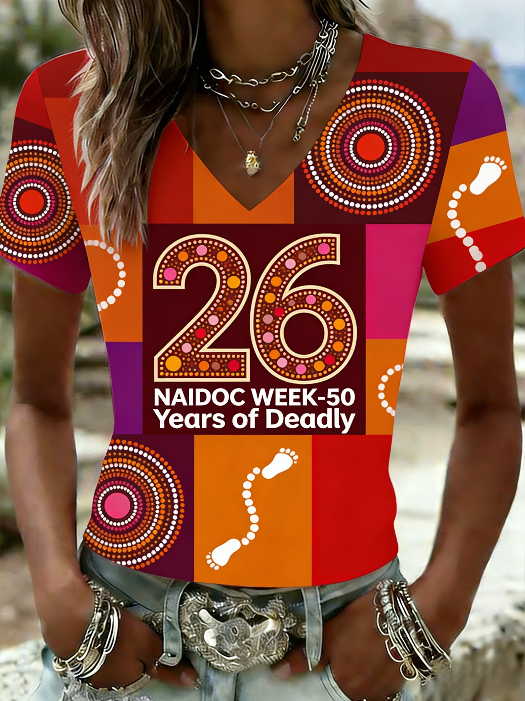 Women's AU Aboriginal Art NAIDOC Week Printed T-Shirt