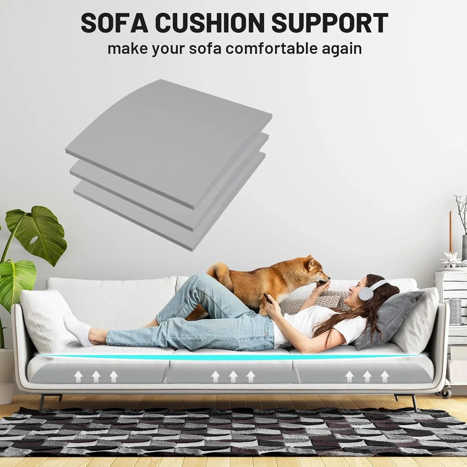 🛋️ BUY 2 GET 1 FREE! ✨ Sofa Cushion Support for Sagging Seats - High-Density Foam Insert with Non-Slip Base for Enhanced Comfort & Posture 🏠💫