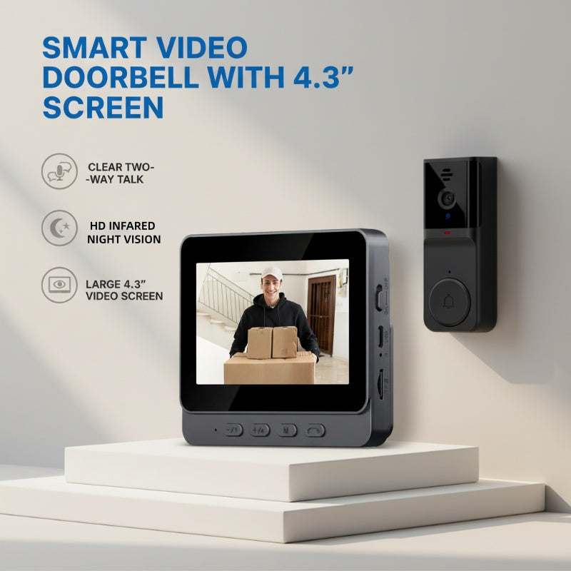 Cordless Smart Video Doorbell with 4.3