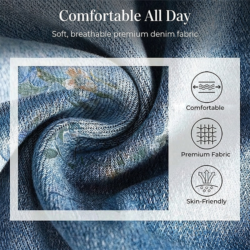 Women's Floral Print Straight-Leg Jeans