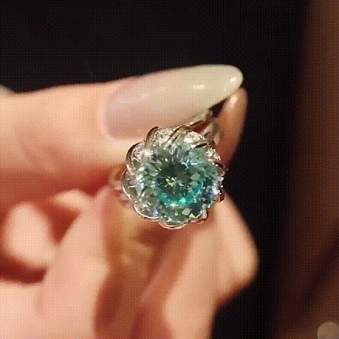 6 Carat Paraiba Blue-green Lotus  Zircon Ring