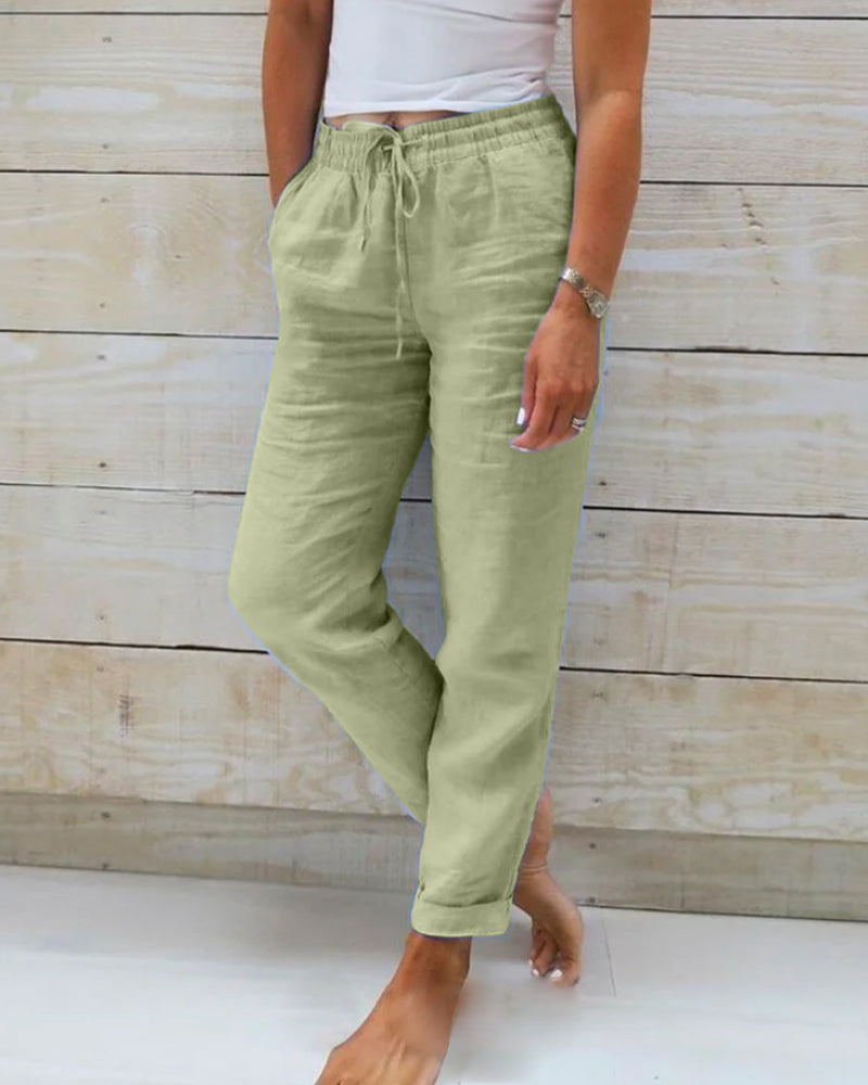 👖 50% OFF NOW! 🌿 Women's Elastic Waist Cotton Linen Wide Leg Pants – Breathable, Lightweight & Relaxed Fit ☀️