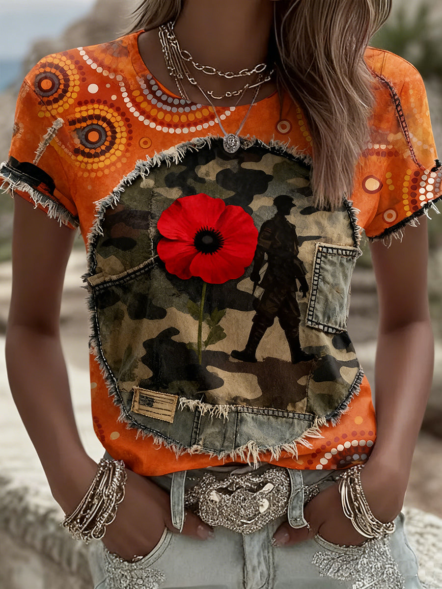 Retro Australian Art Print Casual T-Shirt