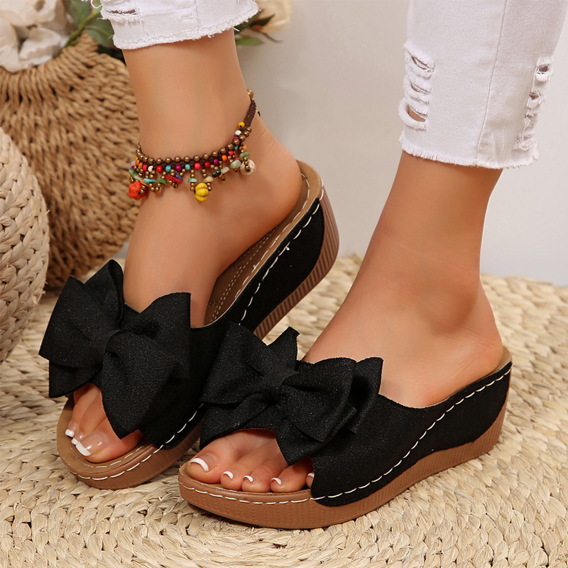 Women's Bowknot Peep-Toe Wedge Sandals