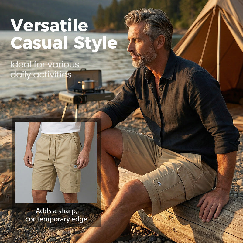 🎁 52% OFF! 💖🩳 Men's Casual Cargo Shorts with Drawstring Waist – Multi-Pocket, Lightweight & Breathable 👖✨
