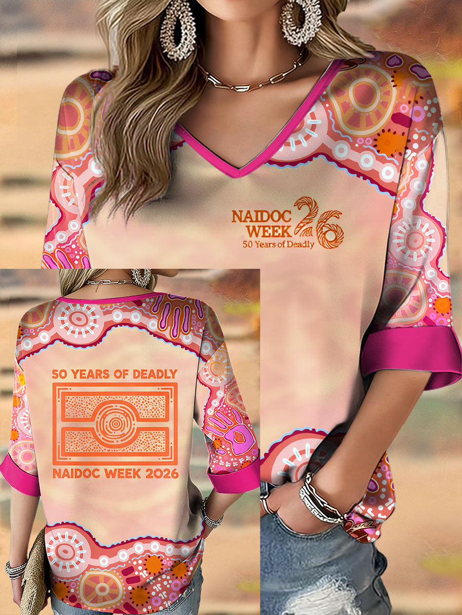 Women's AU Aboriginal Art NAIDOC Week 50 Years of Deadly Printed T-shirt