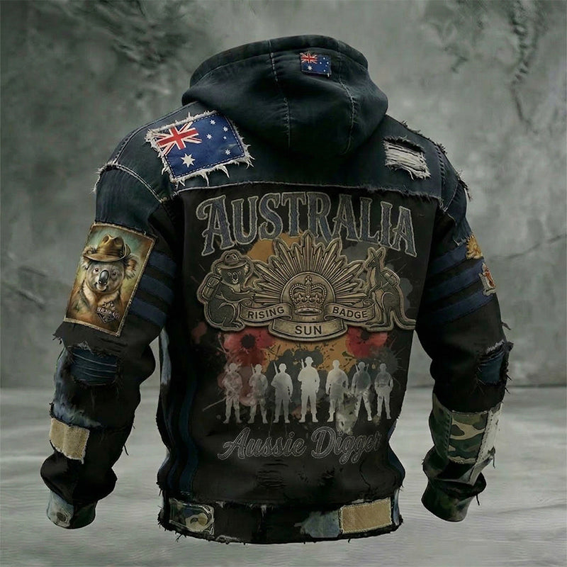 Men's  Australia Anzac Day Lest We Forget  Long-Sleeve Hooded Sweatshirt