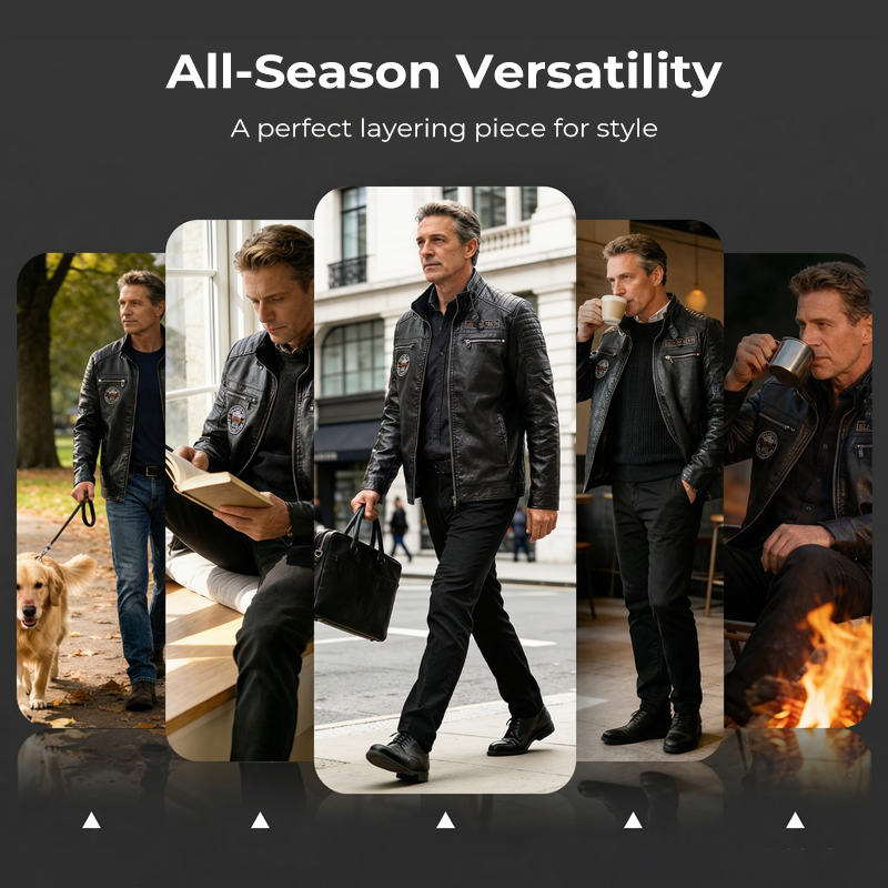 📢📢50% OFF !!!⏰Men's Lined Faux Leather Biker Jacket