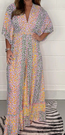 💖Last Day Sale 50% OFF💃V-neck Leopard Print Loose Wide Leg Dress Pants