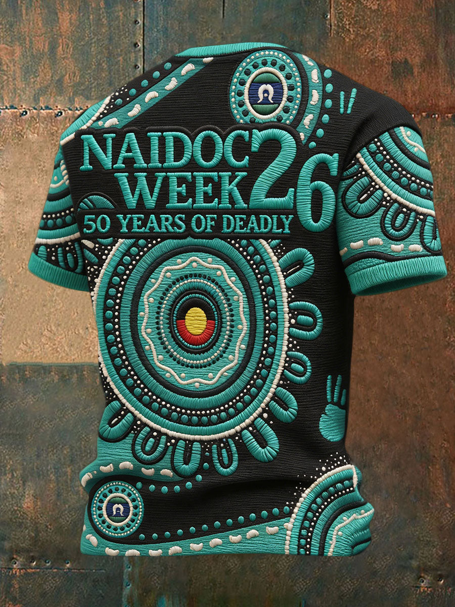 Men's AU Aboriginal Art NAIDOC Week 50 Years of Deadly Printed T-shirt