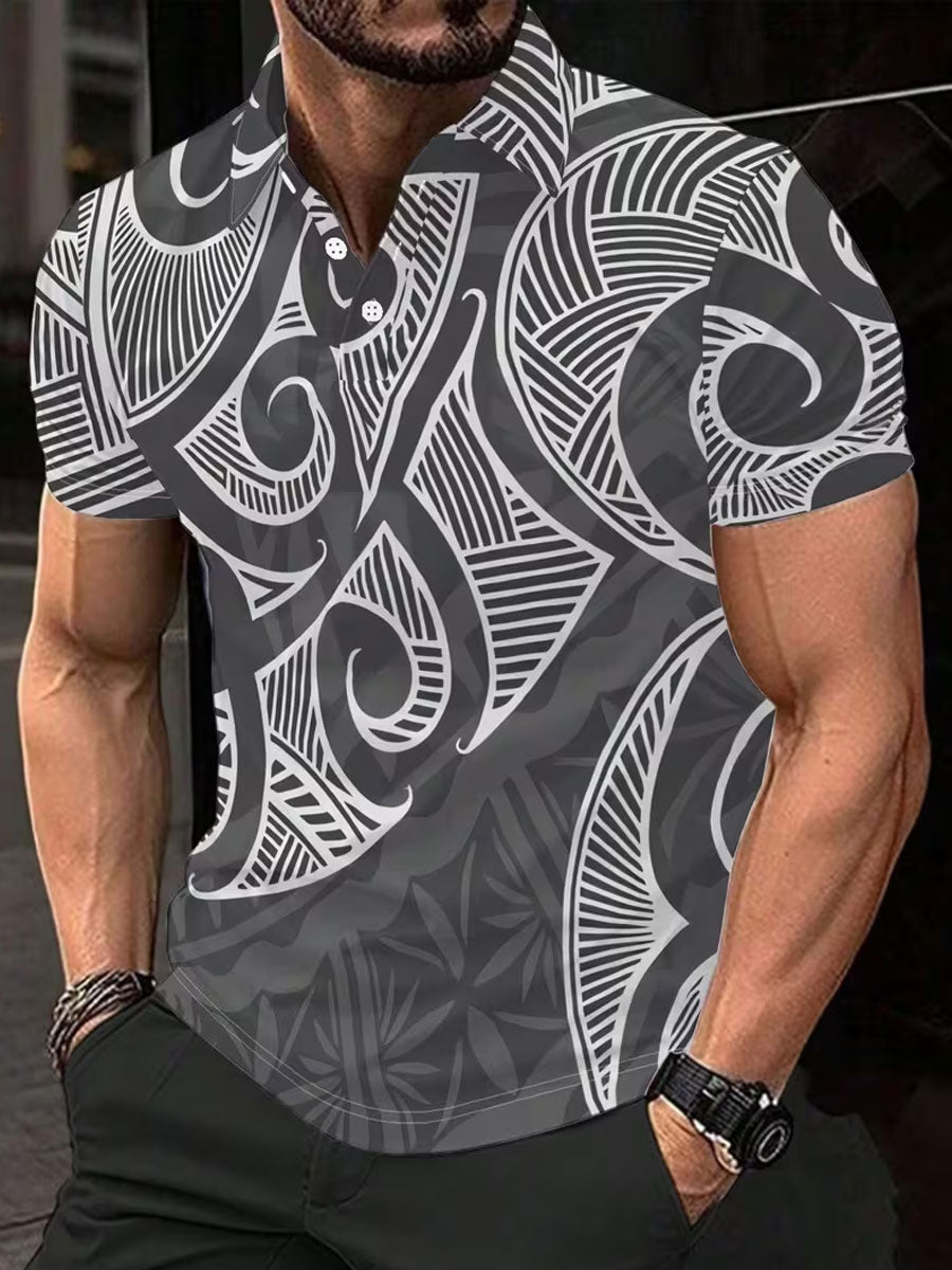 Men's NZ Maori Art Printed Casual Tops