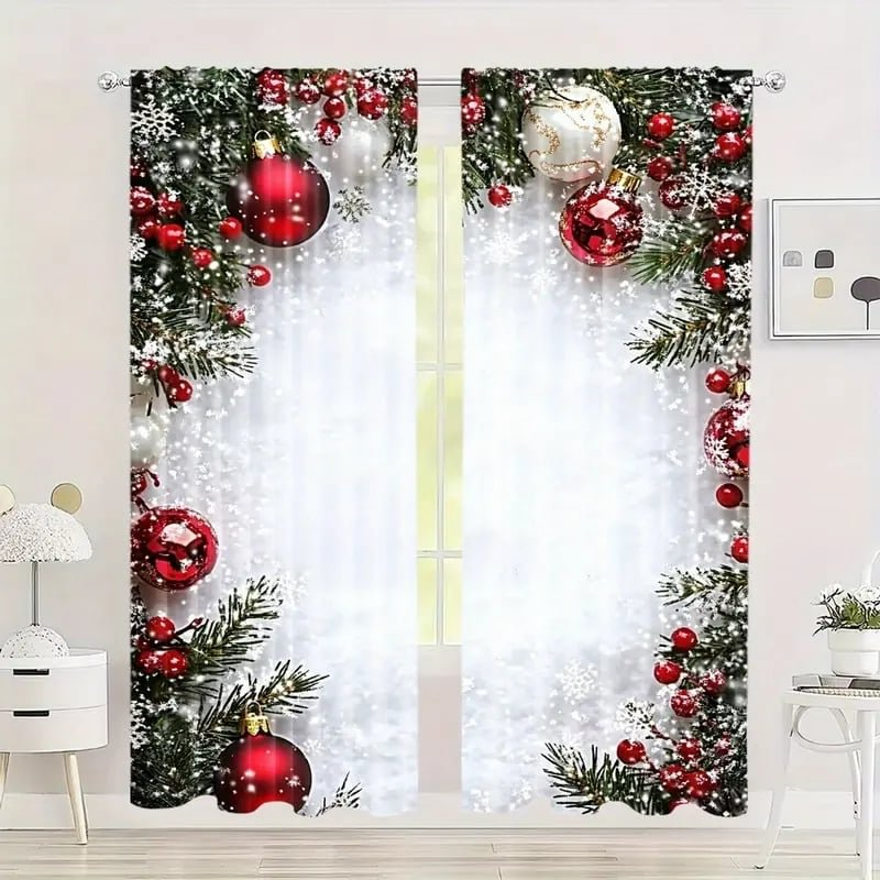 🎅Xmas Sales - 49% OFF🎄Christmas Window Curtains 2-Piece Set for Home Decor