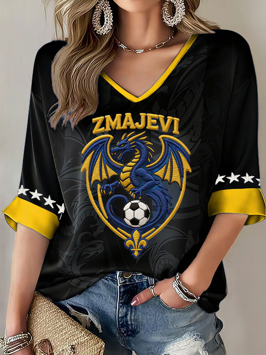 Women's Bosnia ZMAJEVI Football Lover Printed T-Shirt