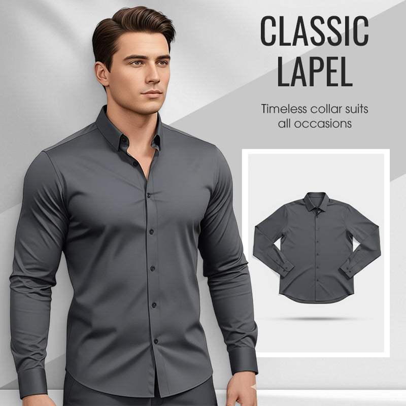 📢📢50% OFF !!!⏰Men's Solid Color Lapel Long Sleeve Button-Down Shirts