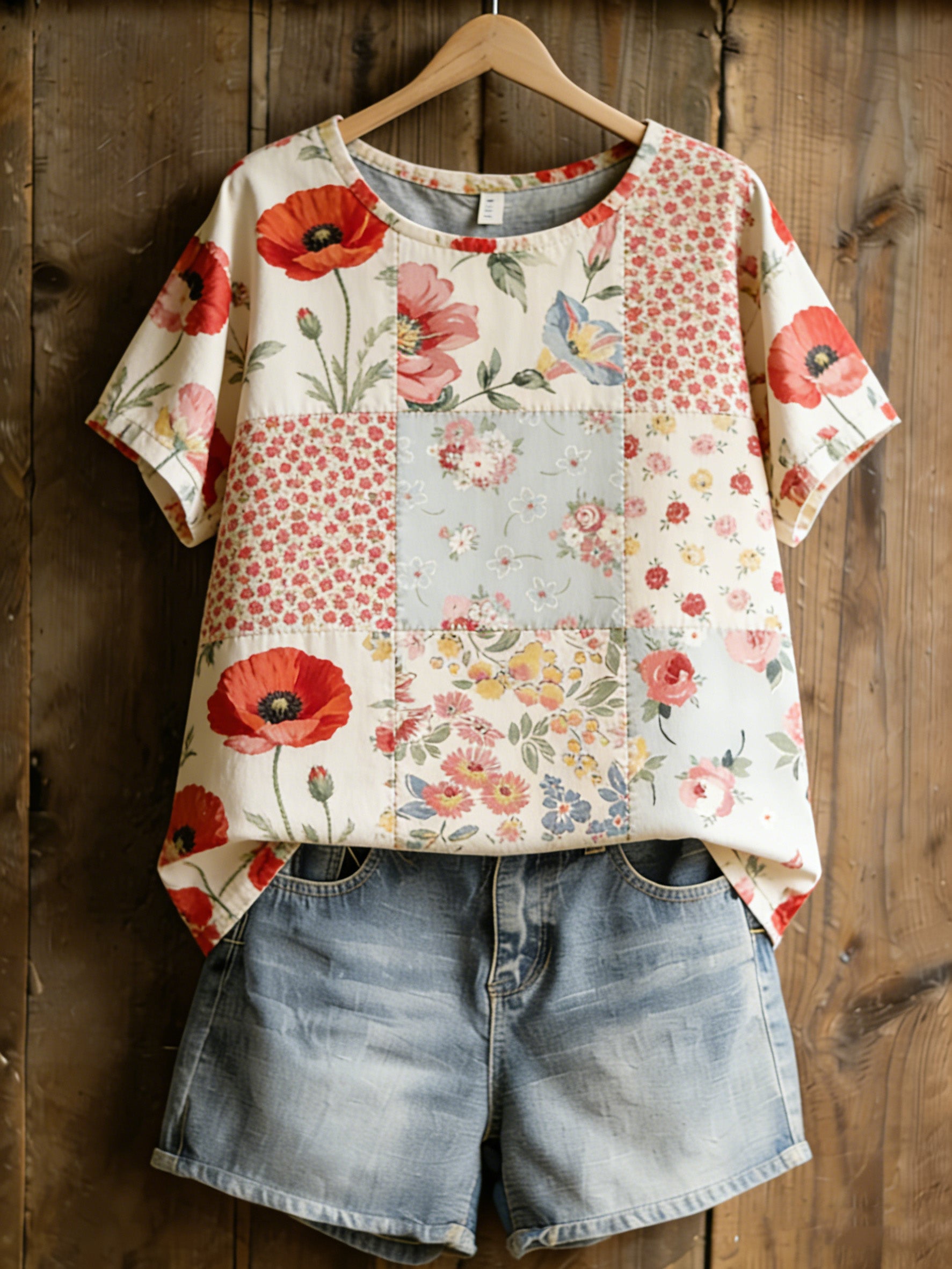 Women's American Patriotic Commemorative Art Print Short-Sleeve T-Shirt