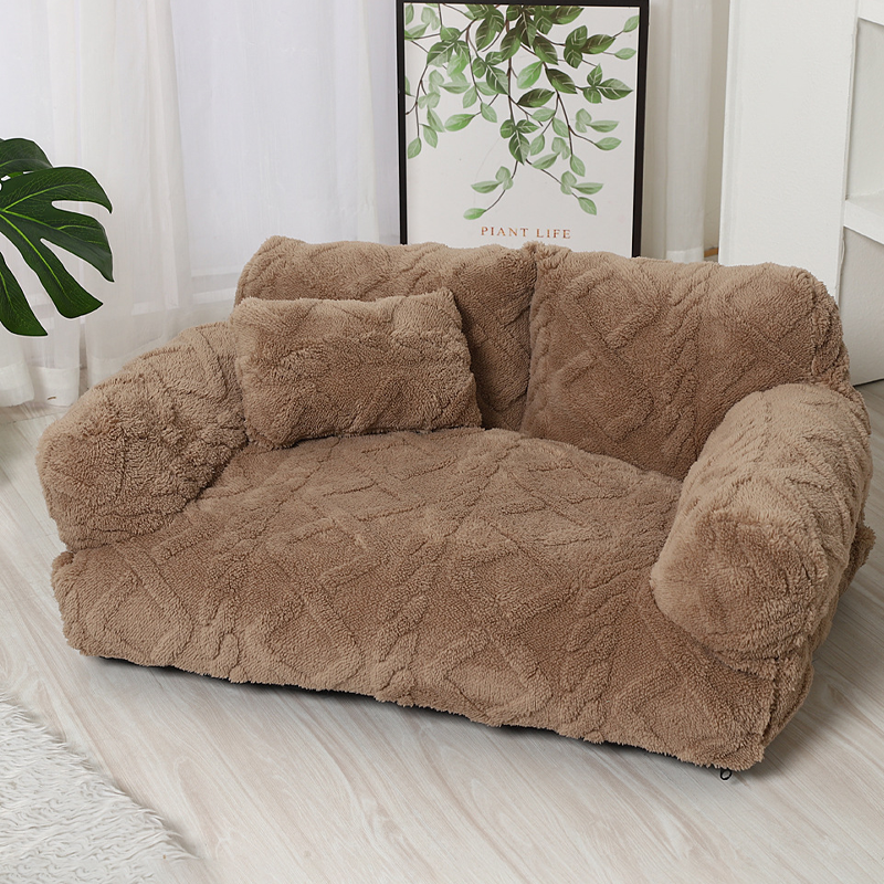 ✨ Plush Calming Pet Sofa Bed – Raised Rim, Removable Cover & Non-Slip Bottom for Ultimate Comfort 🐾💎