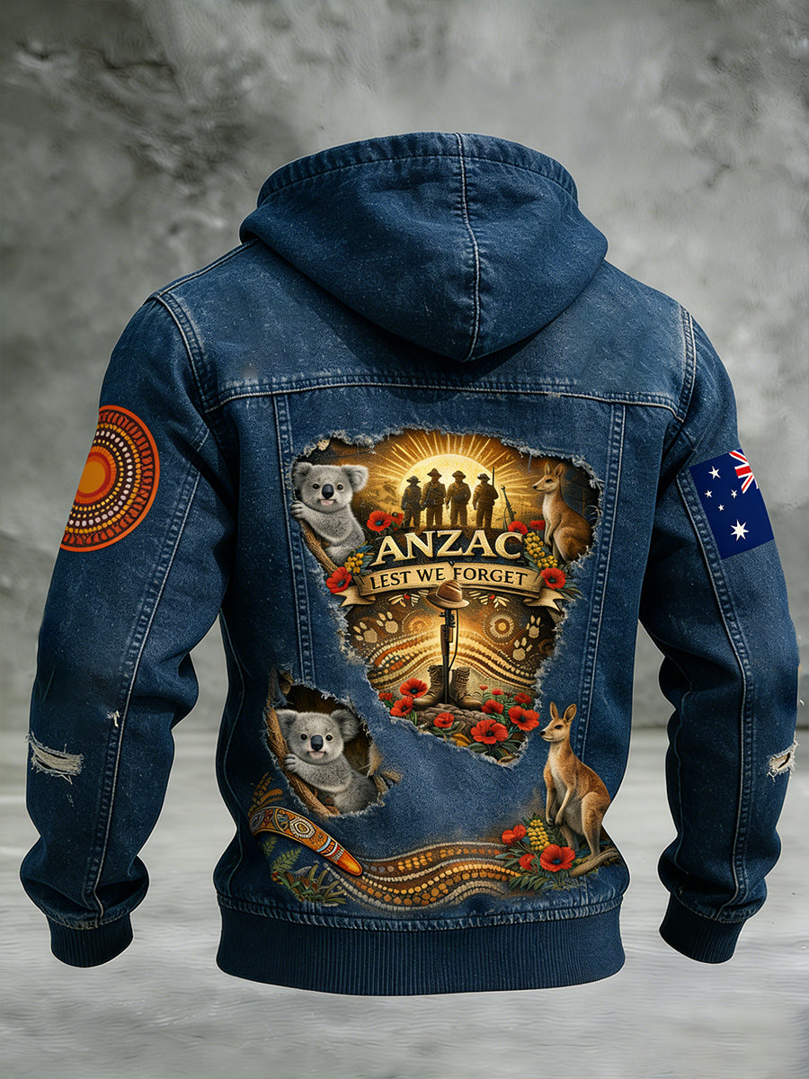 Retro Australian Art Print Casual Hoodie Jacket