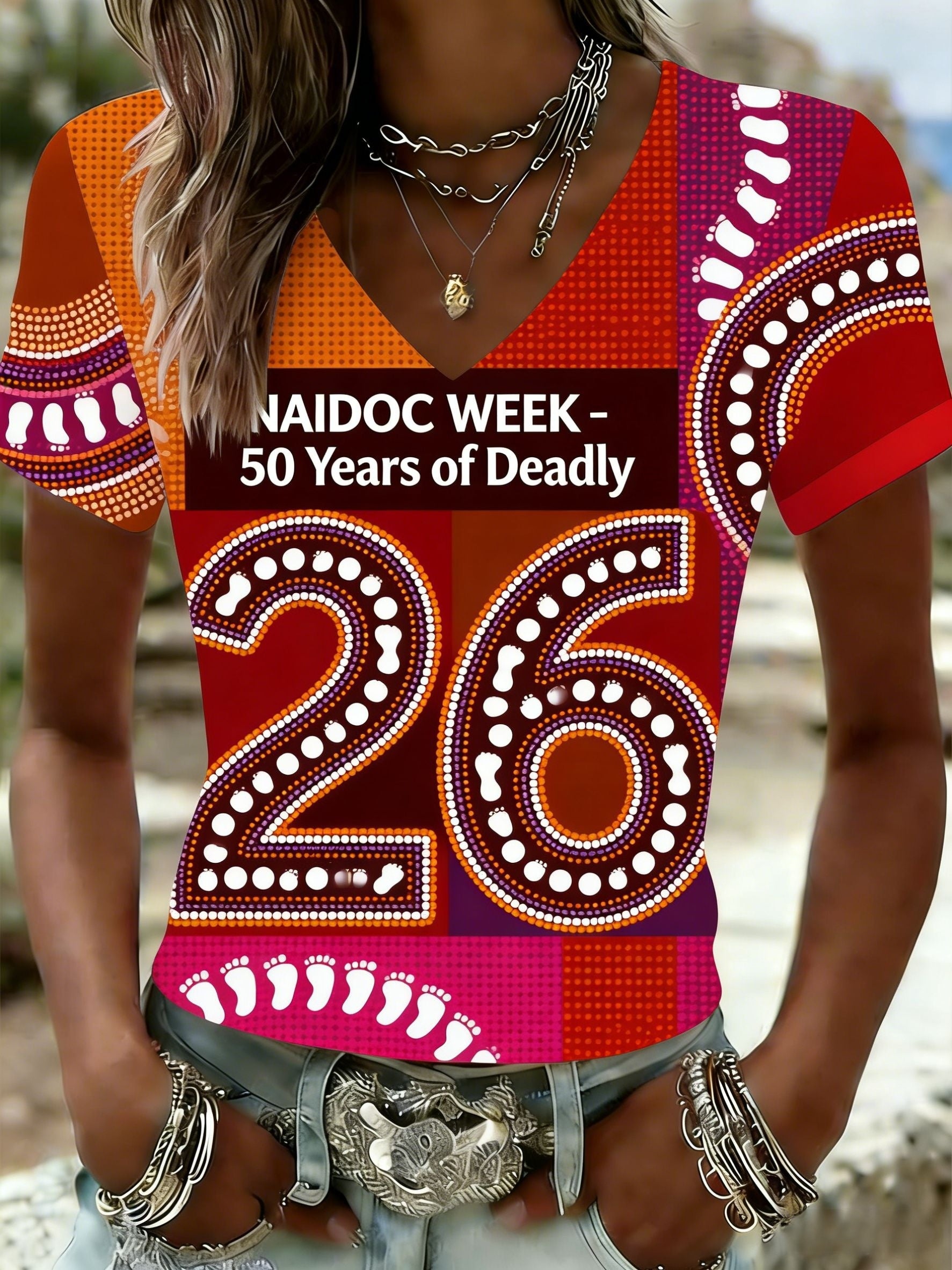 Women's AU Aboriginal Art NAIDOC Week Printed T-Shirt