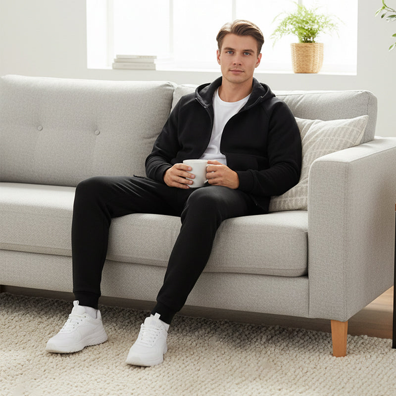 Men's Hooded Zip-Up Tracksuit Set