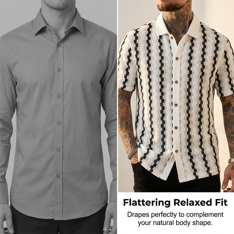 Men's Short Sleeve Retro Geometric Knit Shirt【BUY 2 GET FREE SHIPPING】