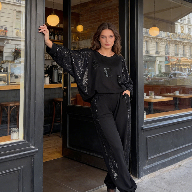 Elegant Round Neck Sequin Casual Set【FREE SHIPPING】