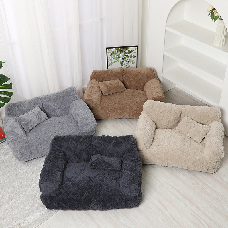 ✨ Plush Calming Pet Sofa Bed – Raised Rim, Removable Cover & Non-Slip Bottom for Ultimate Comfort 🐾💎