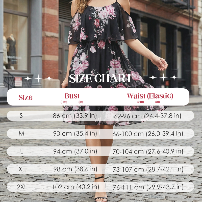 Women's Floral Cold-Shoulder Ruffle Dress