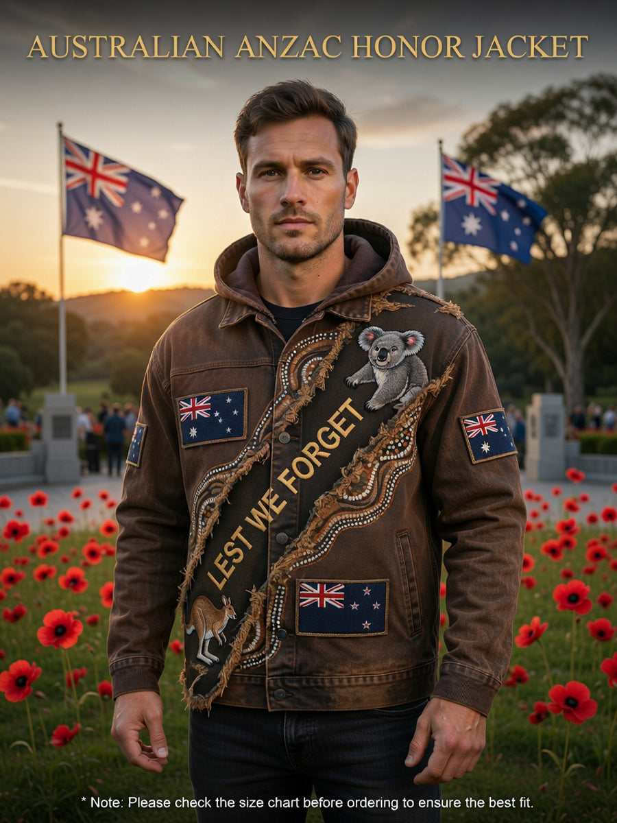 Retro Australian Art Print Casual Hoodie Jacket