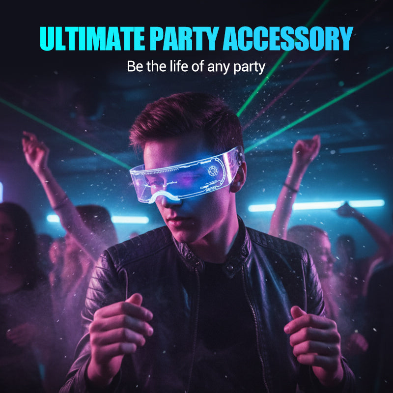 🎅Hot Sale 50% OFF🎁Fancy LED Light-Up Cyberpunk Glasses for Adults