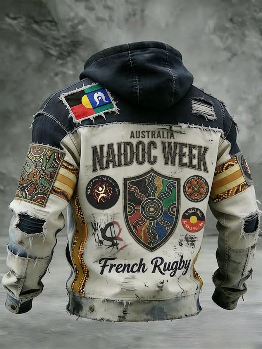 Men's AU Aboriginal Culture Printed Long-Sleeve Hooded Sweatshirt