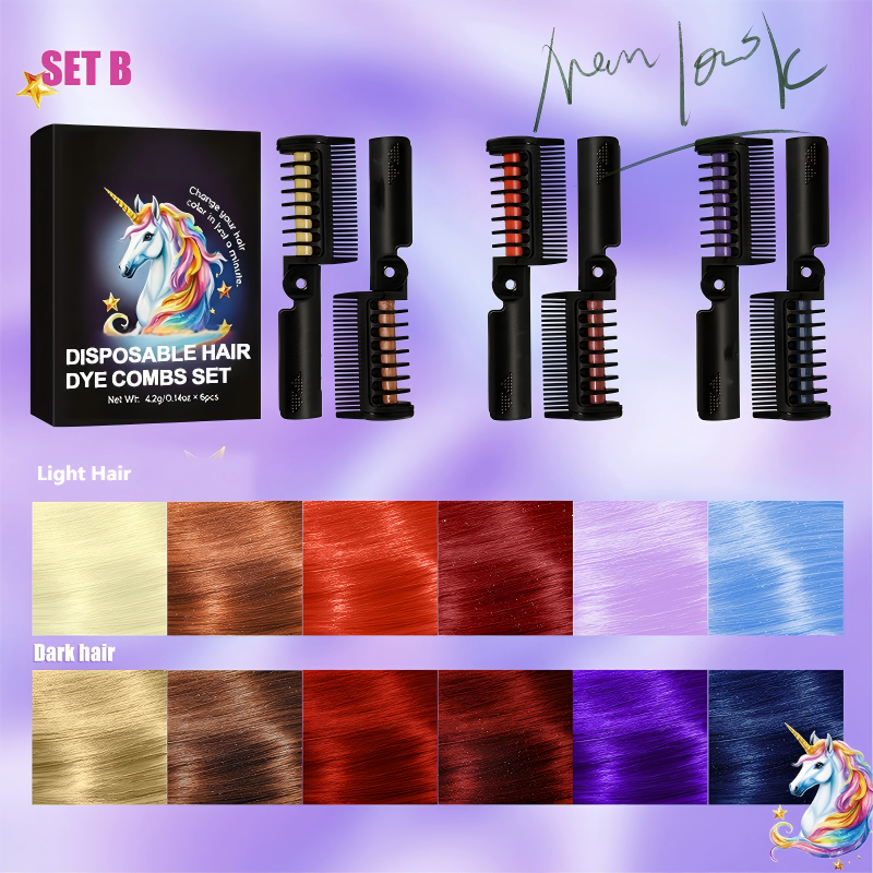 6-Pack Disposable Hair Dye Combs Set
