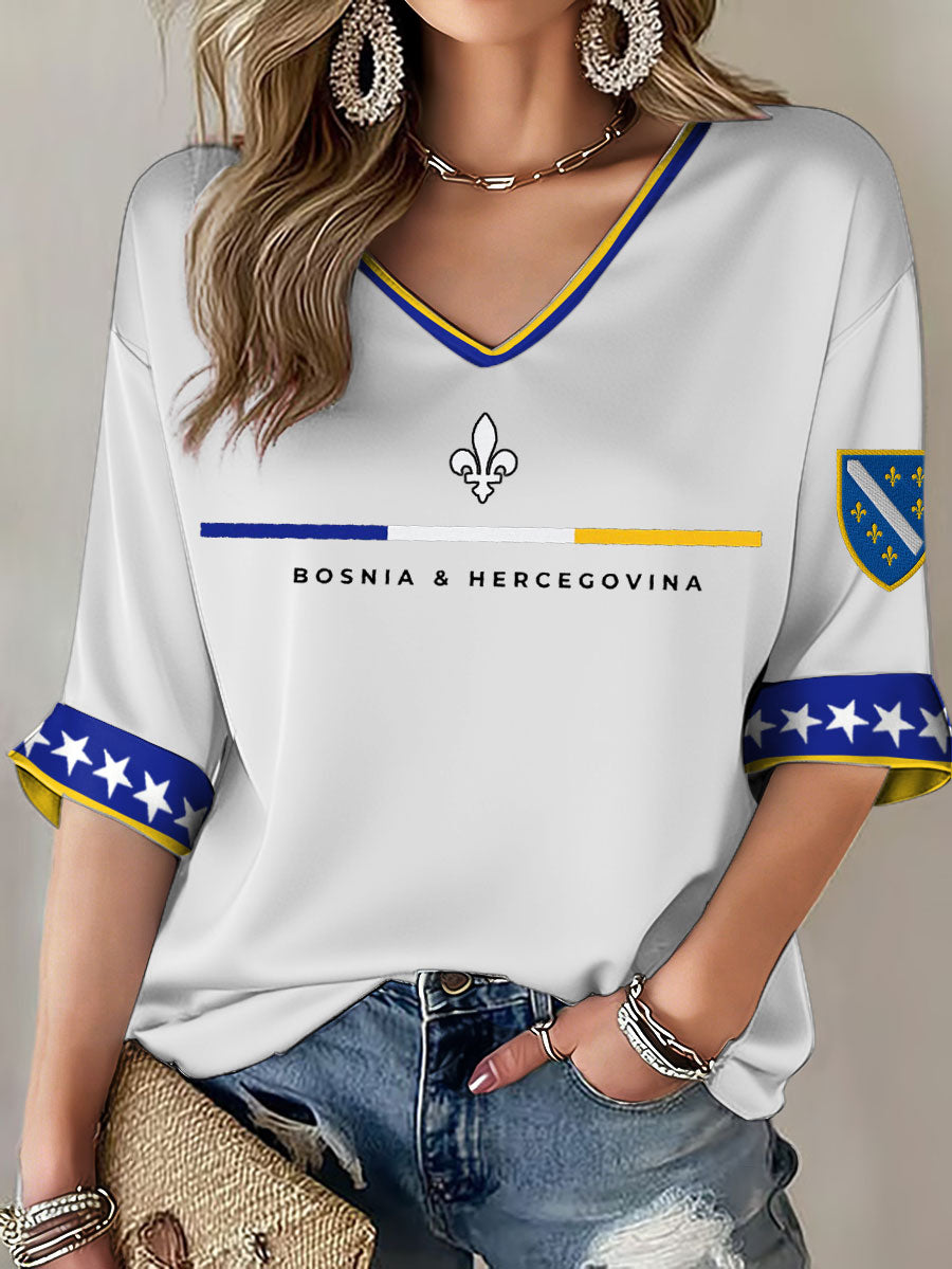 Women's Bosnia ZMAJEVI Football Lover Printed T-shirt