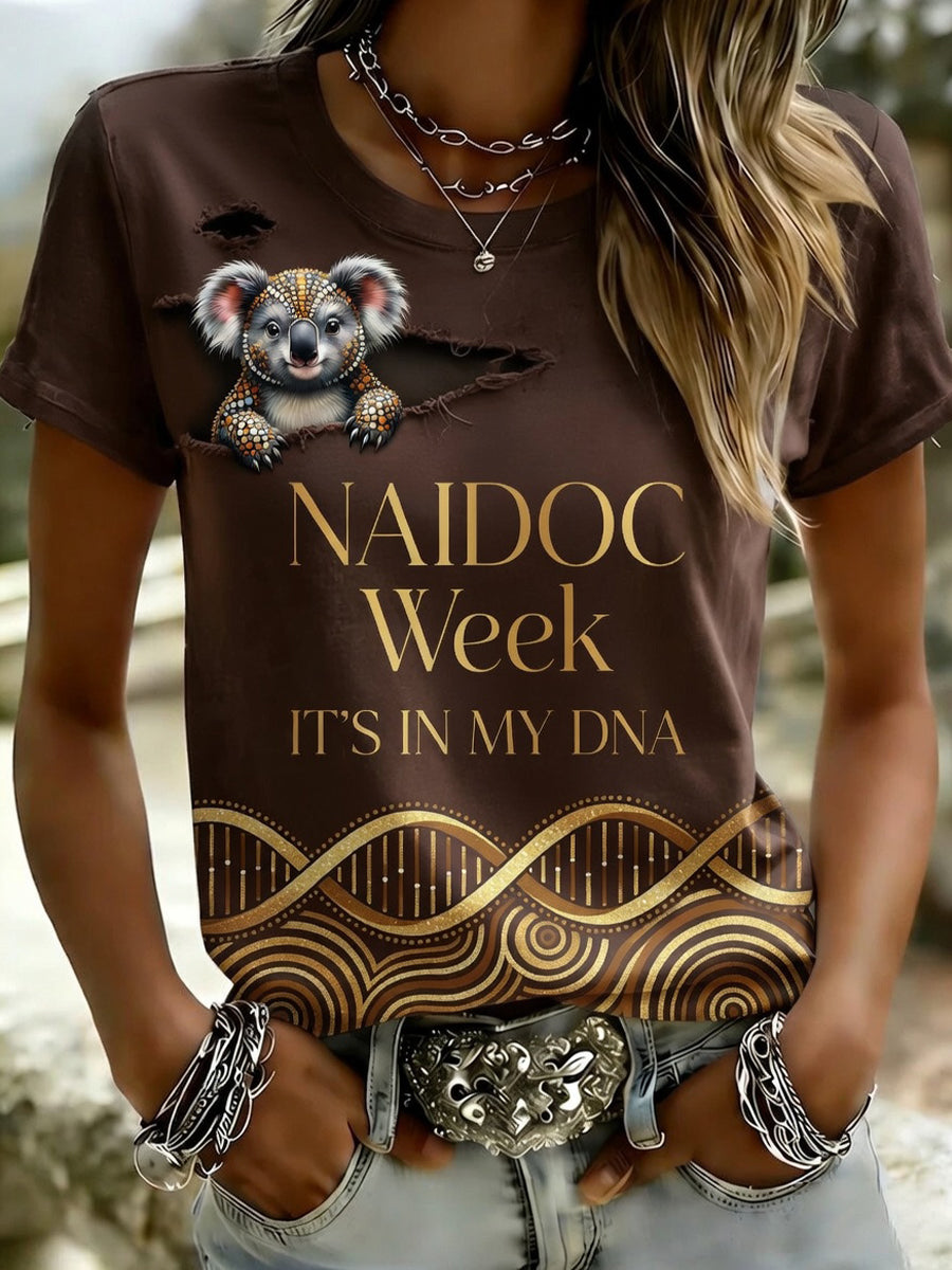 Retro Australian-Style Art Print Casual T-Shirt