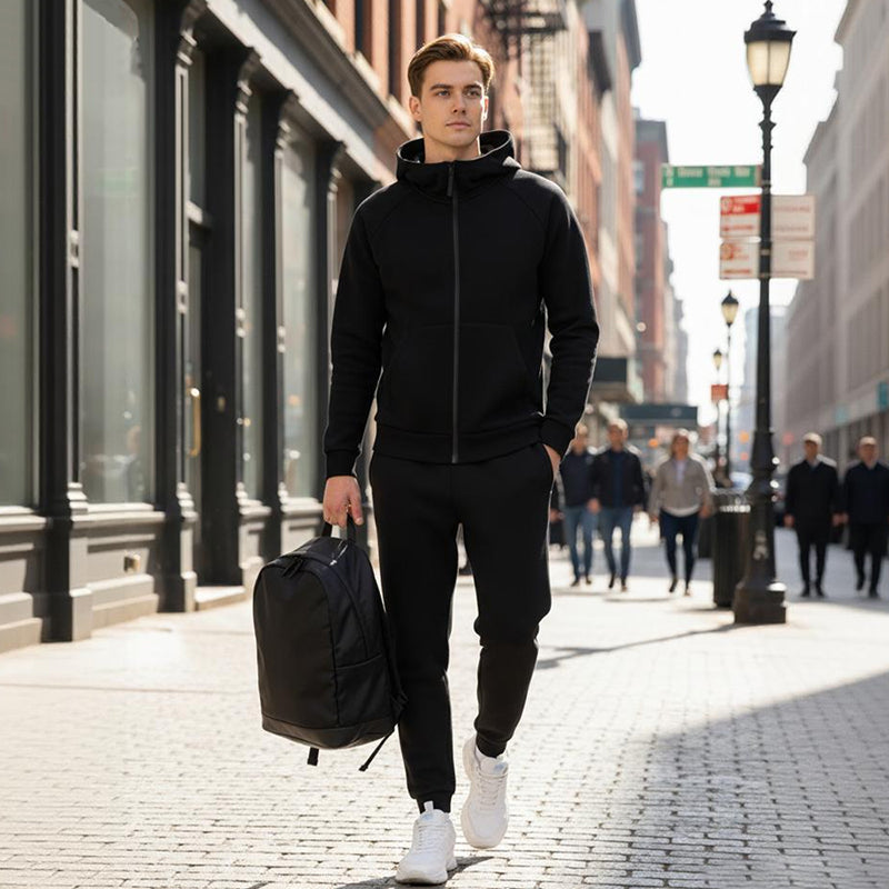 Men's Hooded Zip-Up Tracksuit Set