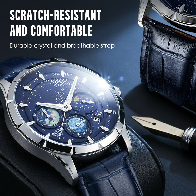 Men's Watch Luminous Starry Sky: Cosmic Starry Dial – Night Glow + Chronograph for Style & Practicality on Your Wrist! ⌚
