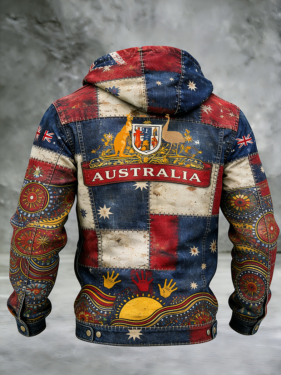 Retro Australian Art Print Casual Hoodie Jacket
