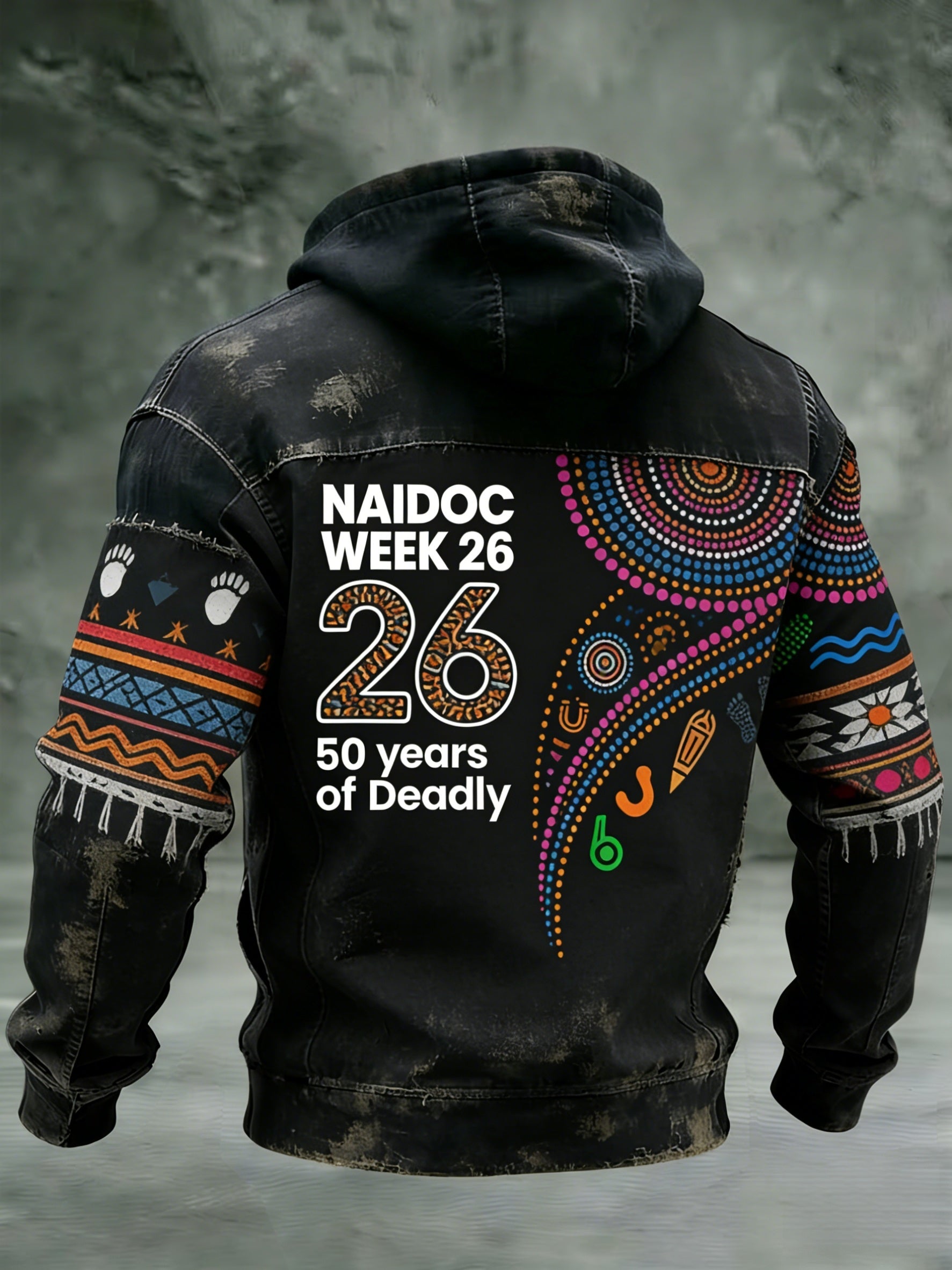 Men's AU Aboriginal Culture Printed Long-Sleeve Hooded Sweatshirt