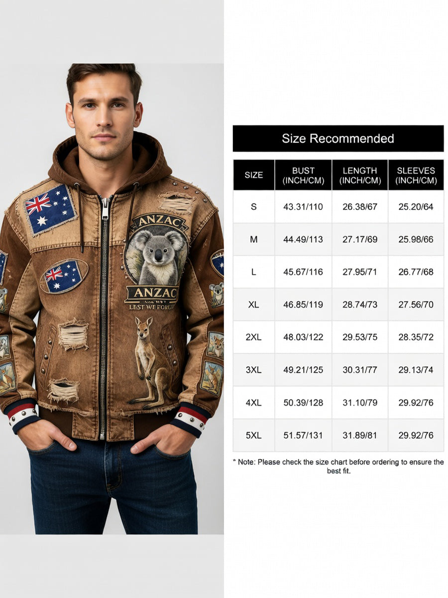 Retro Australian Art Print Casual Hoodie Jacket