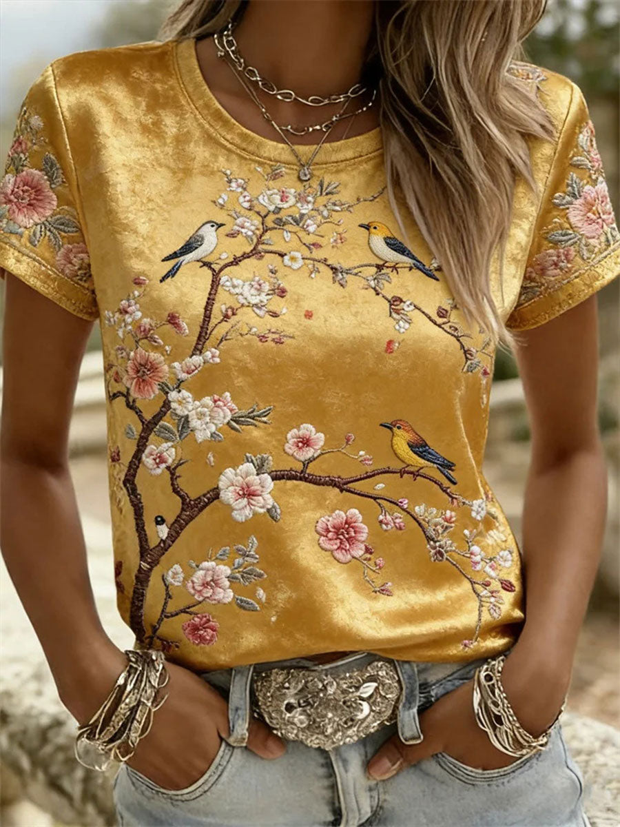 Women's Floral Art Print T-Shirt