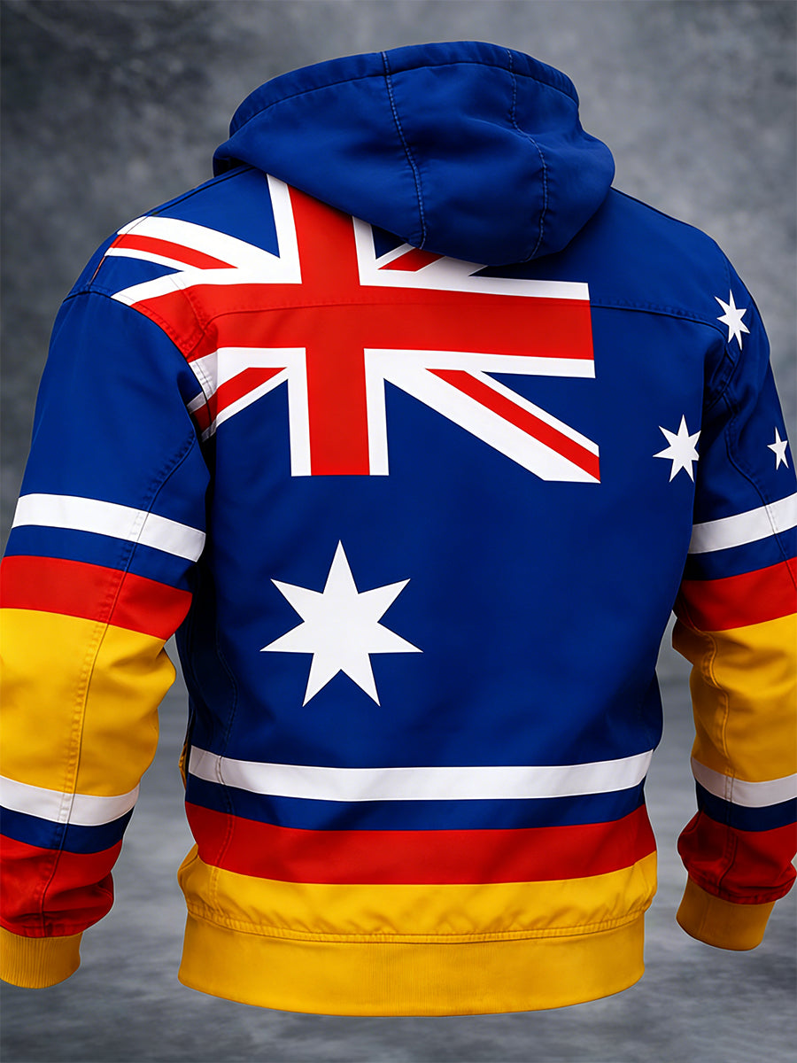 Retro Australian Art Print Casual Hoodie Jacket