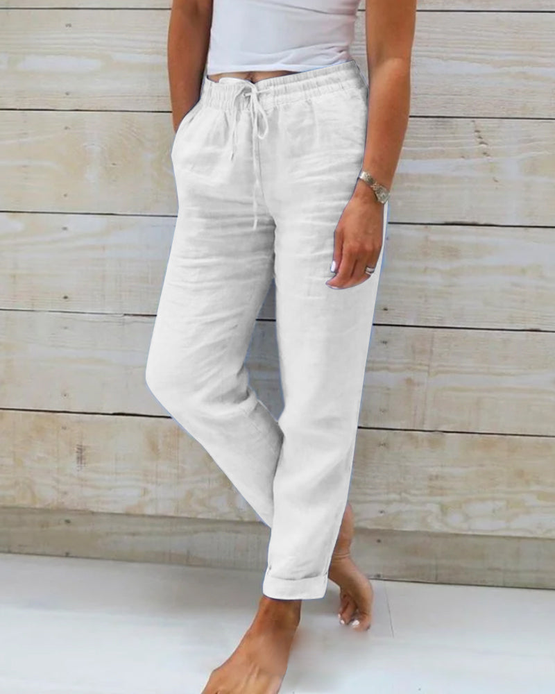 👖 50% OFF NOW! 🌿 Women's Elastic Waist Cotton Linen Wide Leg Pants – Breathable, Lightweight & Relaxed Fit ☀️