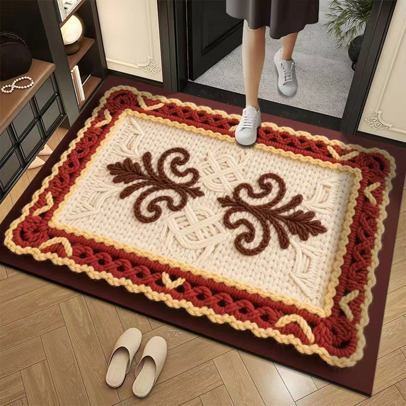 3D Floral Yarn Anti-Slip Absorbent Floor Mat – Stylish, Soft & Safe