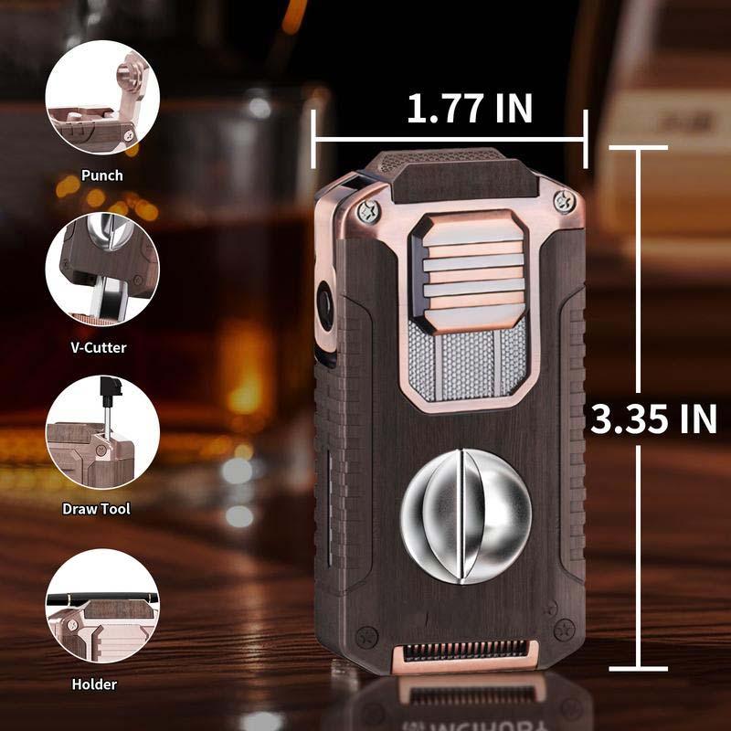 🎅🎁Christmas gifts 🎊5-in-1 Refillable Cigar Torch Lighter with Cutter