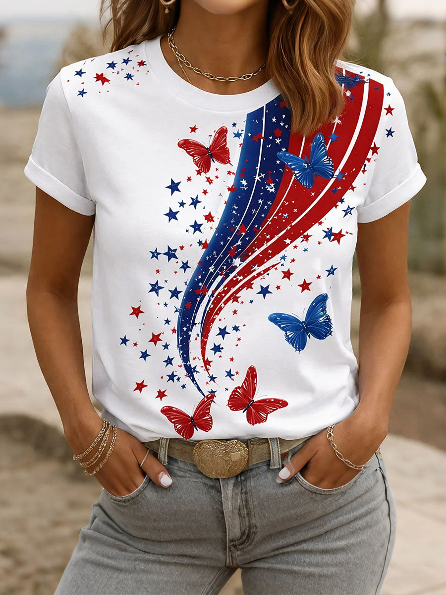 Women's American Flag Butterfly T-Shirts