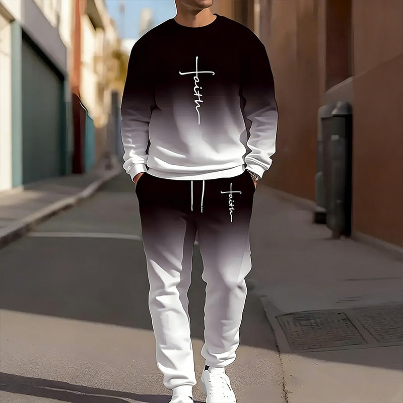 ⏰ Now only 55% off!🔥Men's Gradient Color Crewneck Tracksuit Set