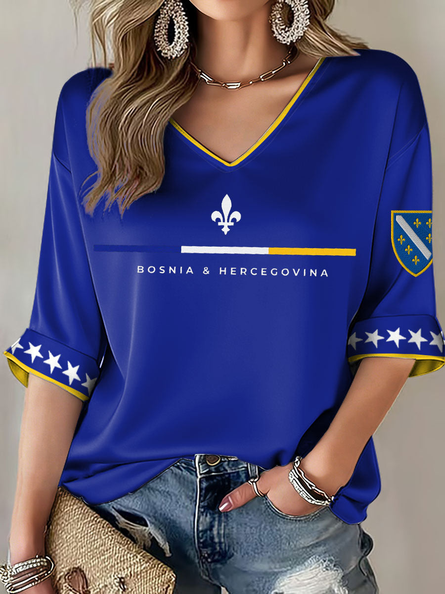 Women's Bosnia ZMAJEVI Football Lover Printed T-shirt