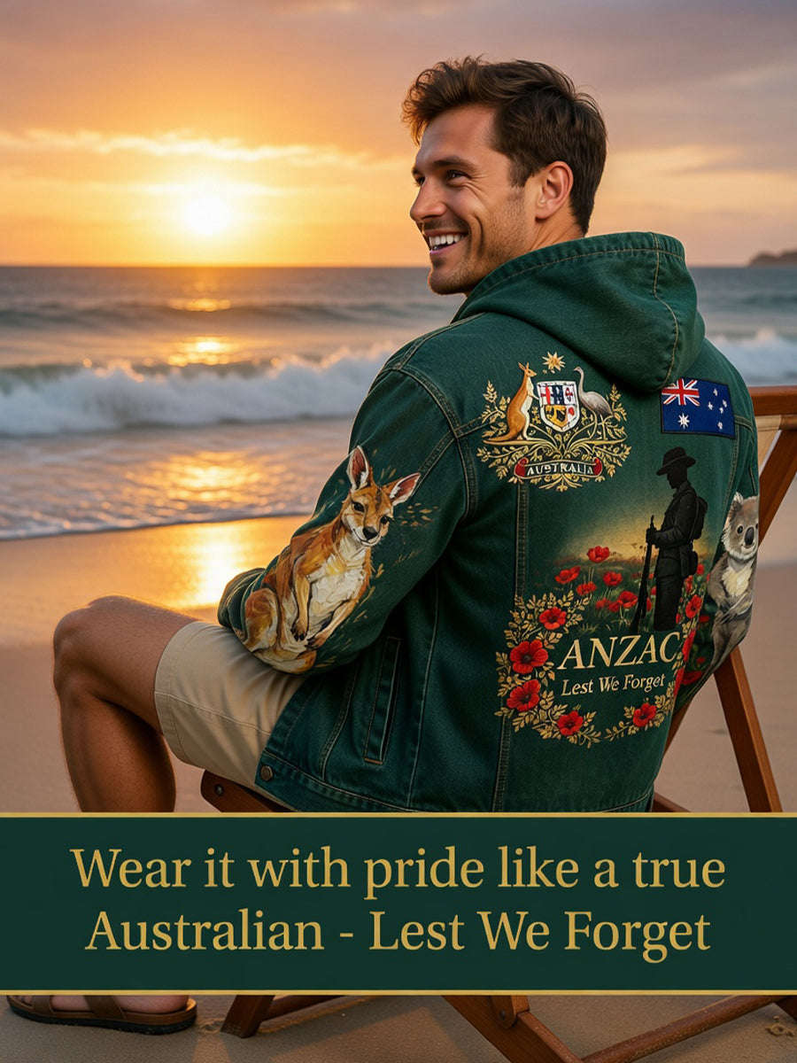 Retro Australian Art Print Casual Hoodie Jacket