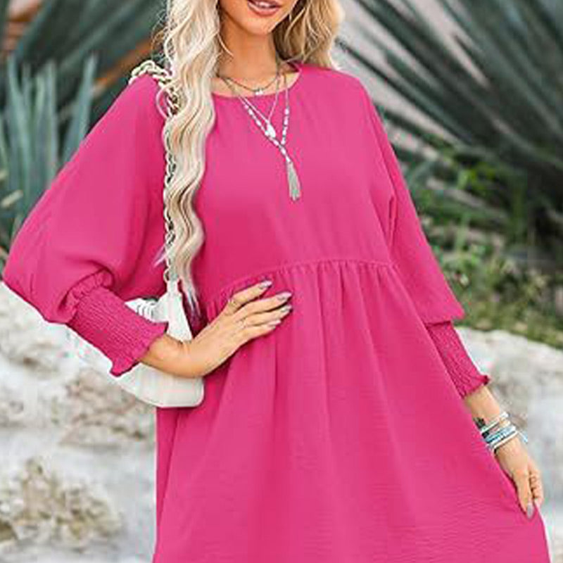 Round Neck Dress with 3/4 Sleeves